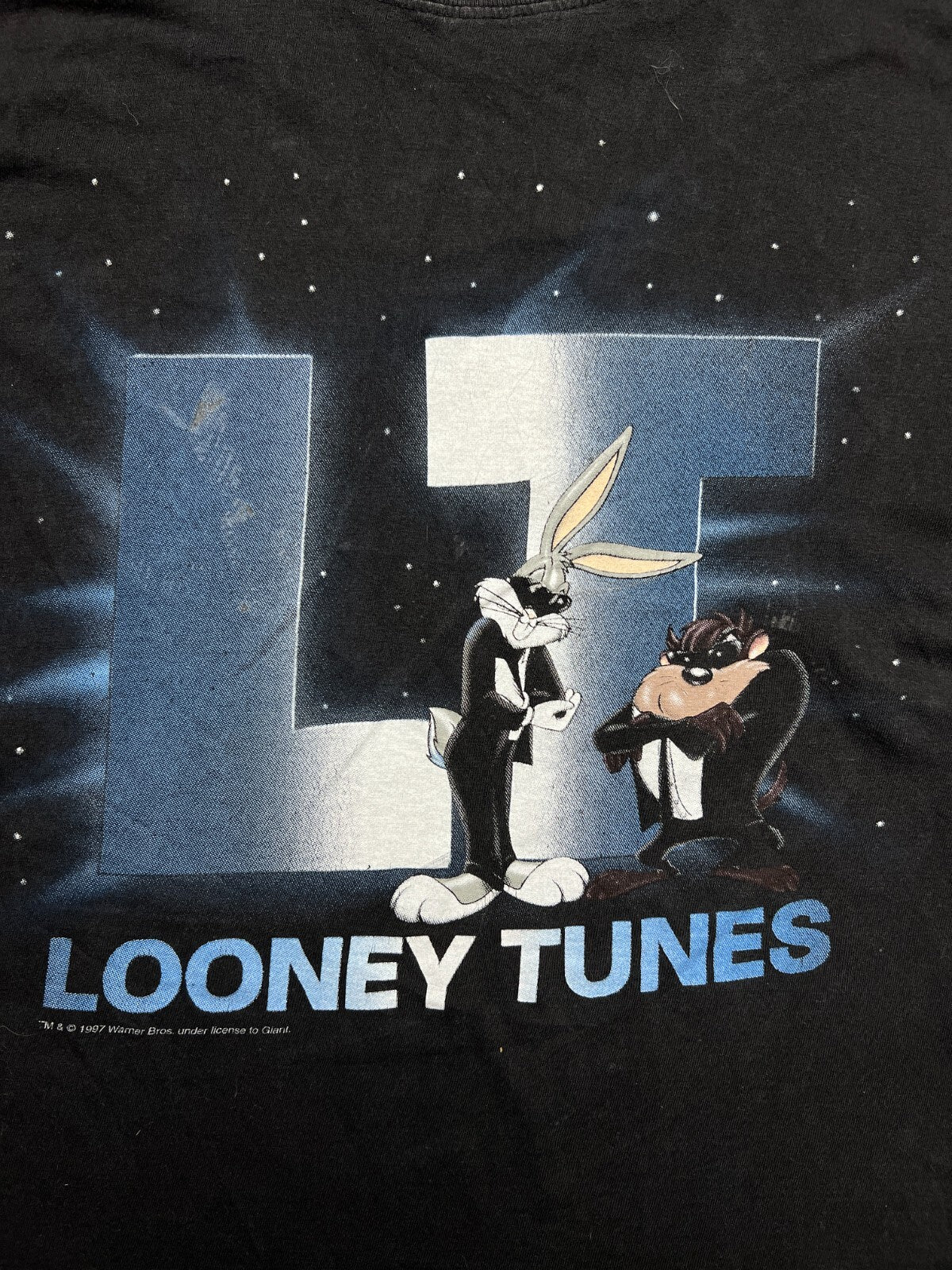 Vintage 1997 Looney Tunes Bugs And Taz Men In Black Tee