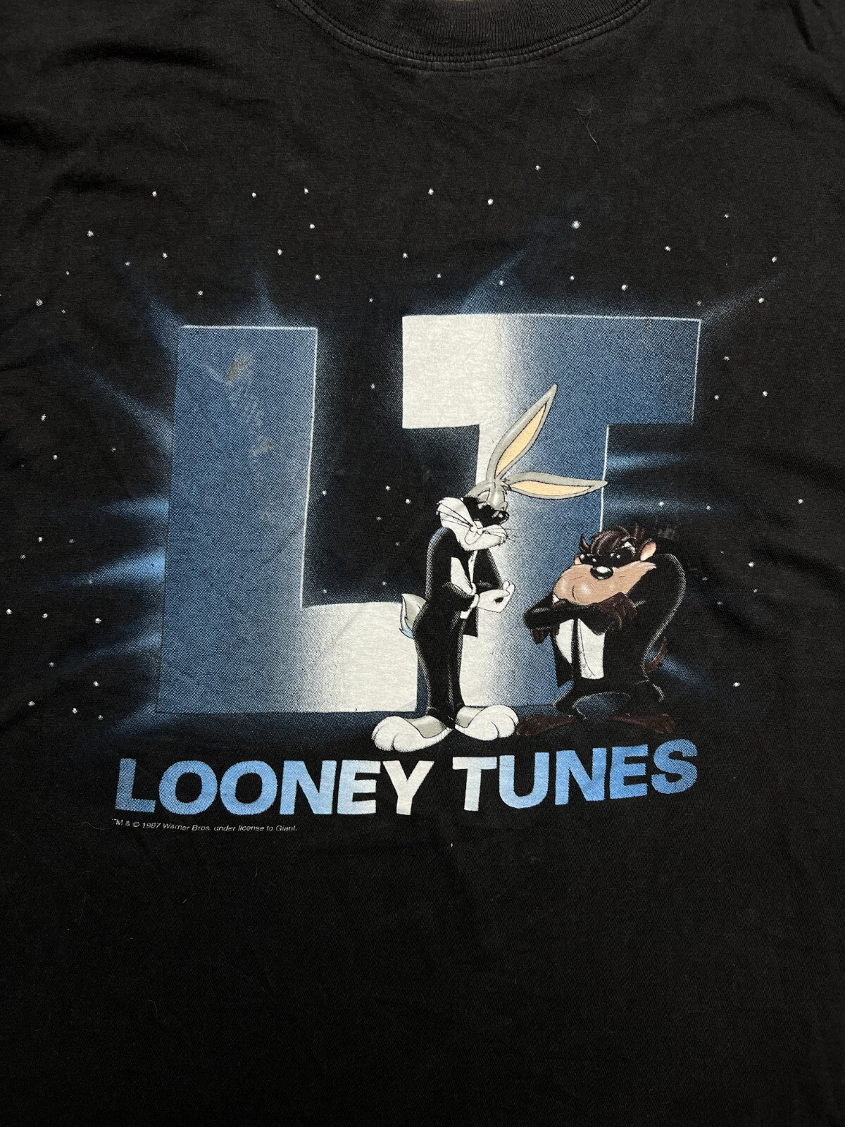 Vintage 1997 Looney Tunes Bugs And Taz Men In Black Tee