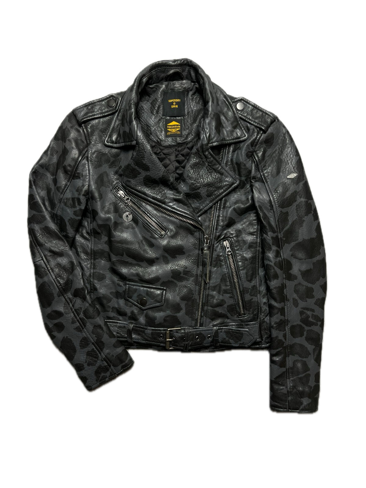Superdry Yokohama Racing Rocker Cropped Leather Biker Jacket