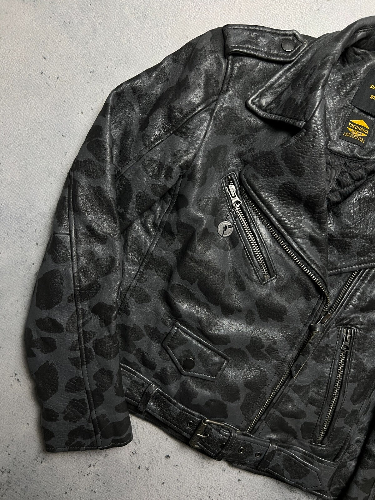 Superdry Yokohama Racing Rocker Cropped Leather Biker Jacket