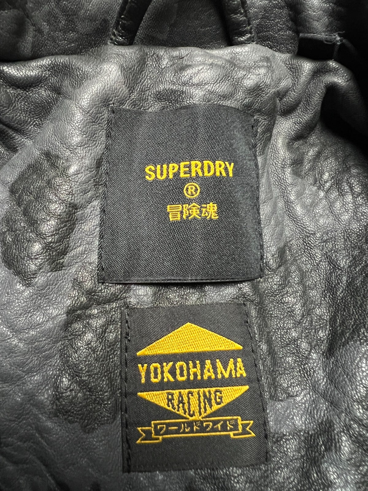 Superdry Yokohama Racing Rocker Cropped Leather Biker Jacket