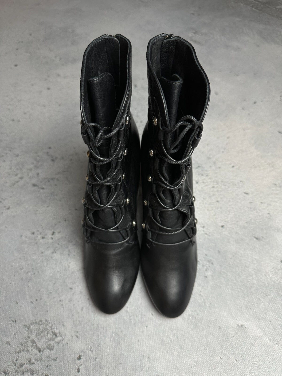 Casadei Laced Platform Ankle Leather Boots Italy 00s Hype