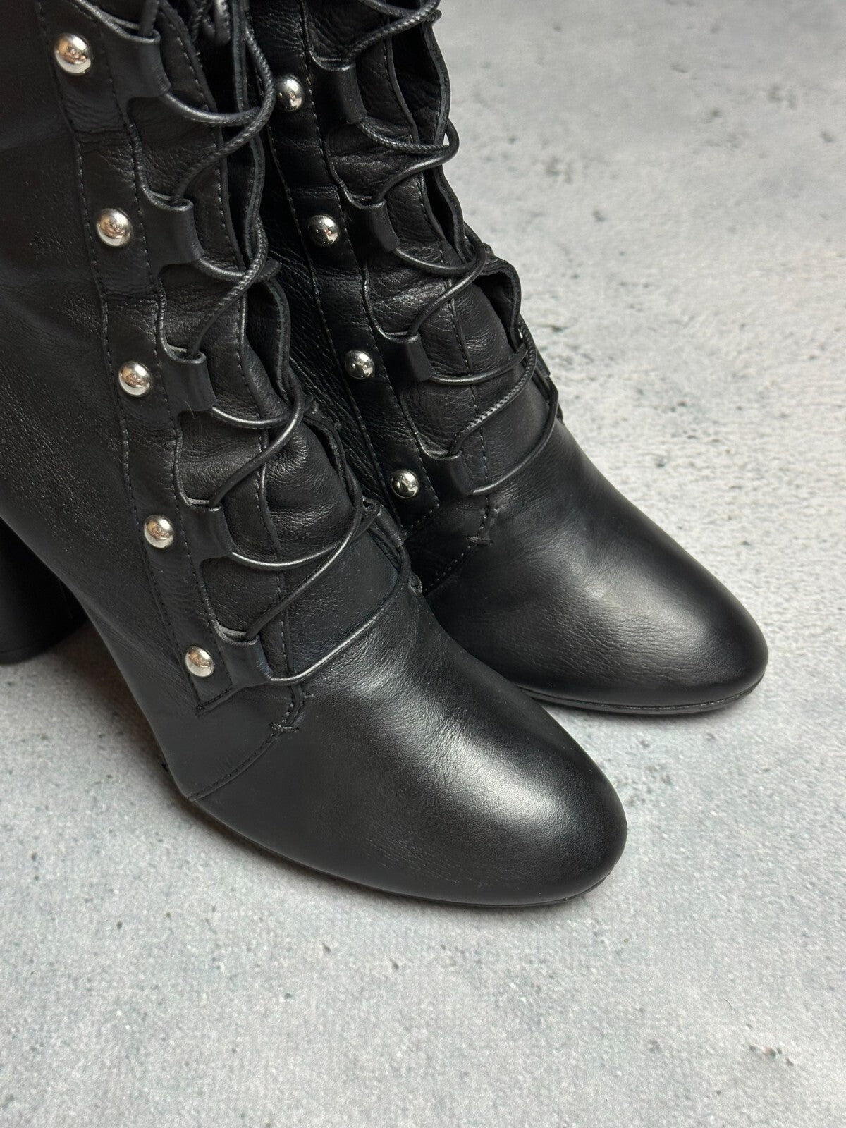 Casadei Laced Platform Ankle Leather Boots Italy 00s Hype