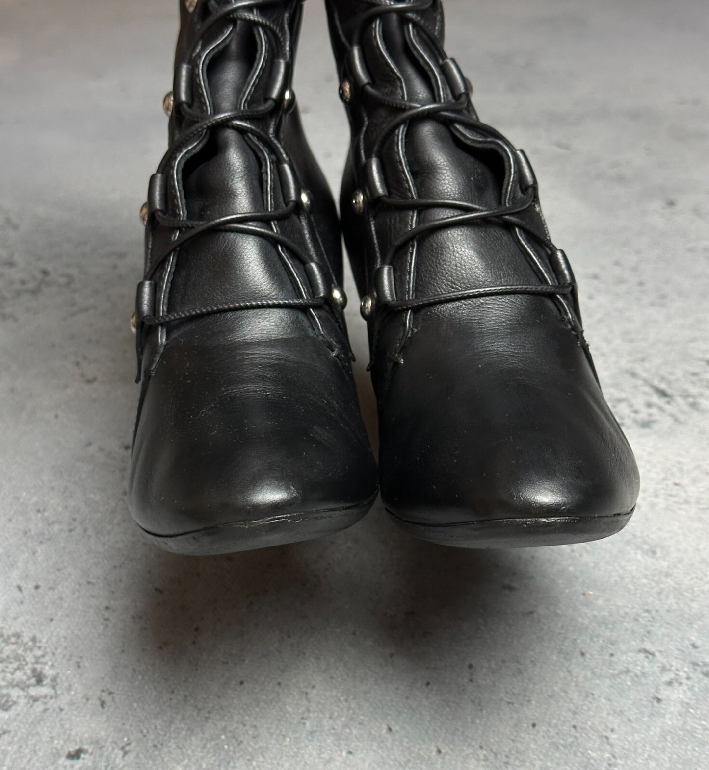 Casadei Laced Platform Ankle Leather Boots Italy 00s Hype