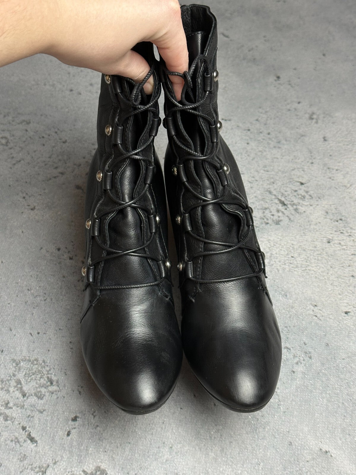 Casadei Laced Platform Ankle Leather Boots Italy 00s Hype