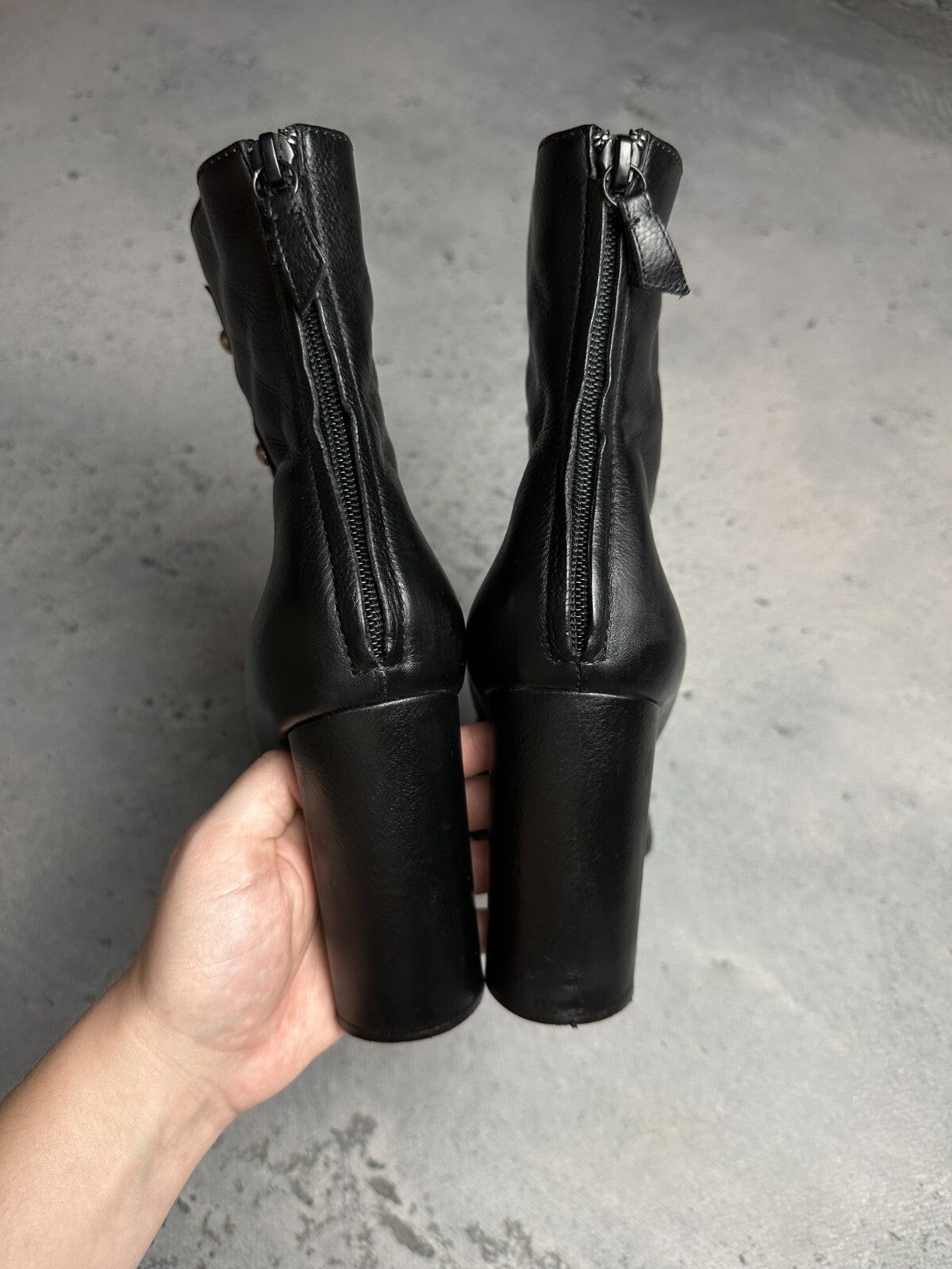 Casadei Laced Platform Ankle Leather Boots Italy 00s Hype