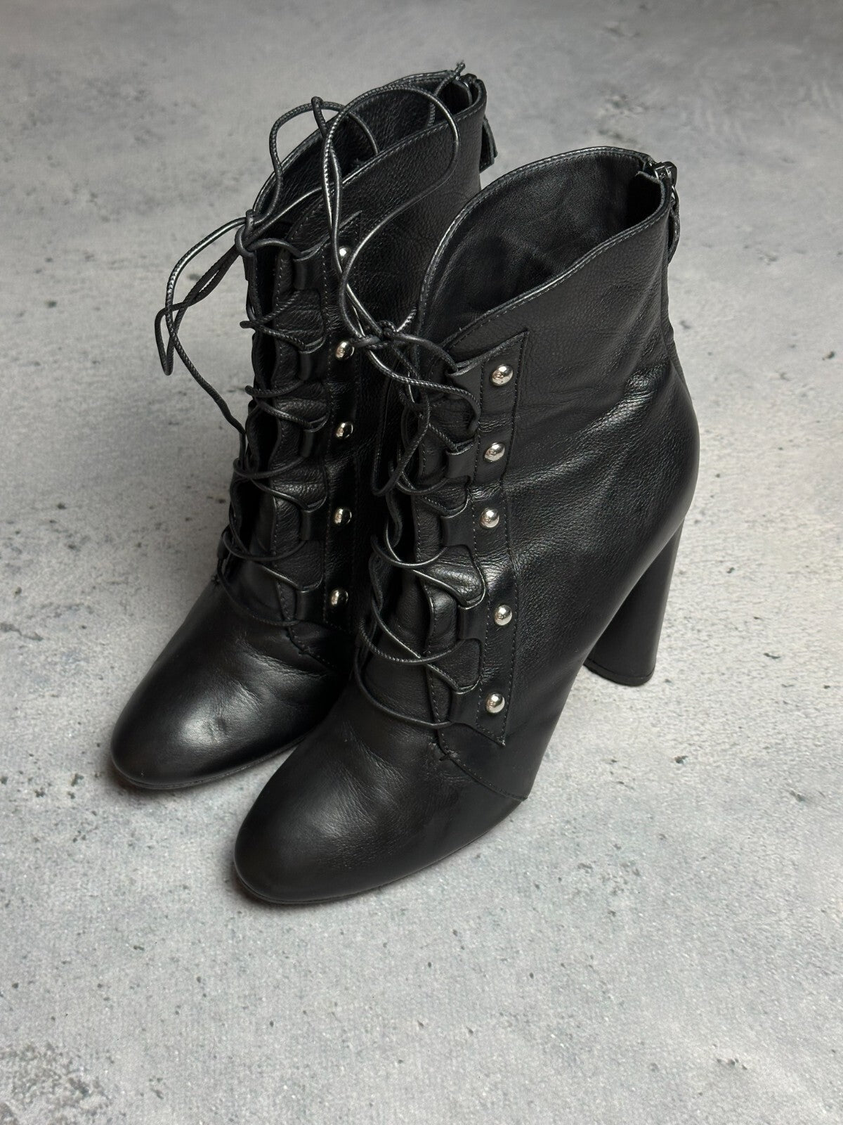 Casadei Laced Platform Ankle Leather Boots Italy 00s Hype