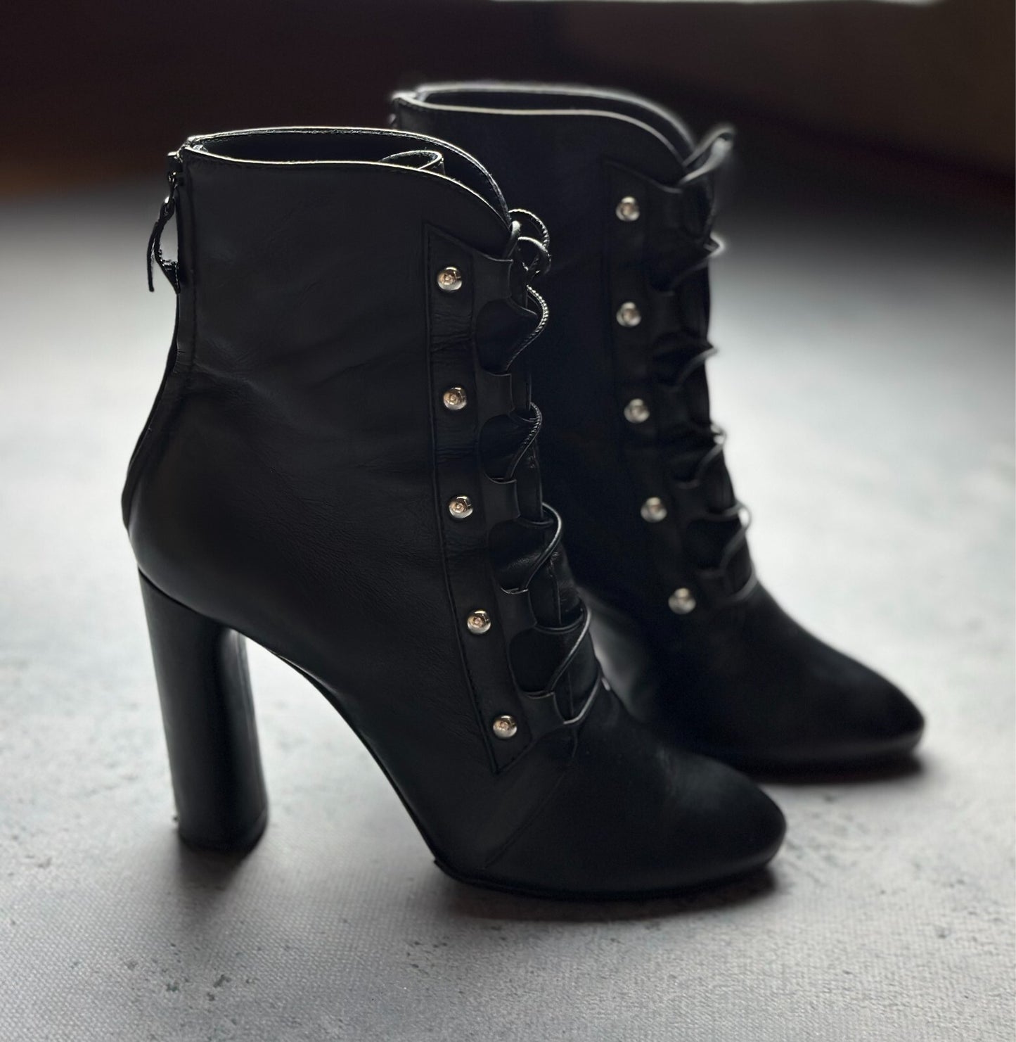 Casadei Laced Platform Ankle Leather Boots Italy 00s Hype