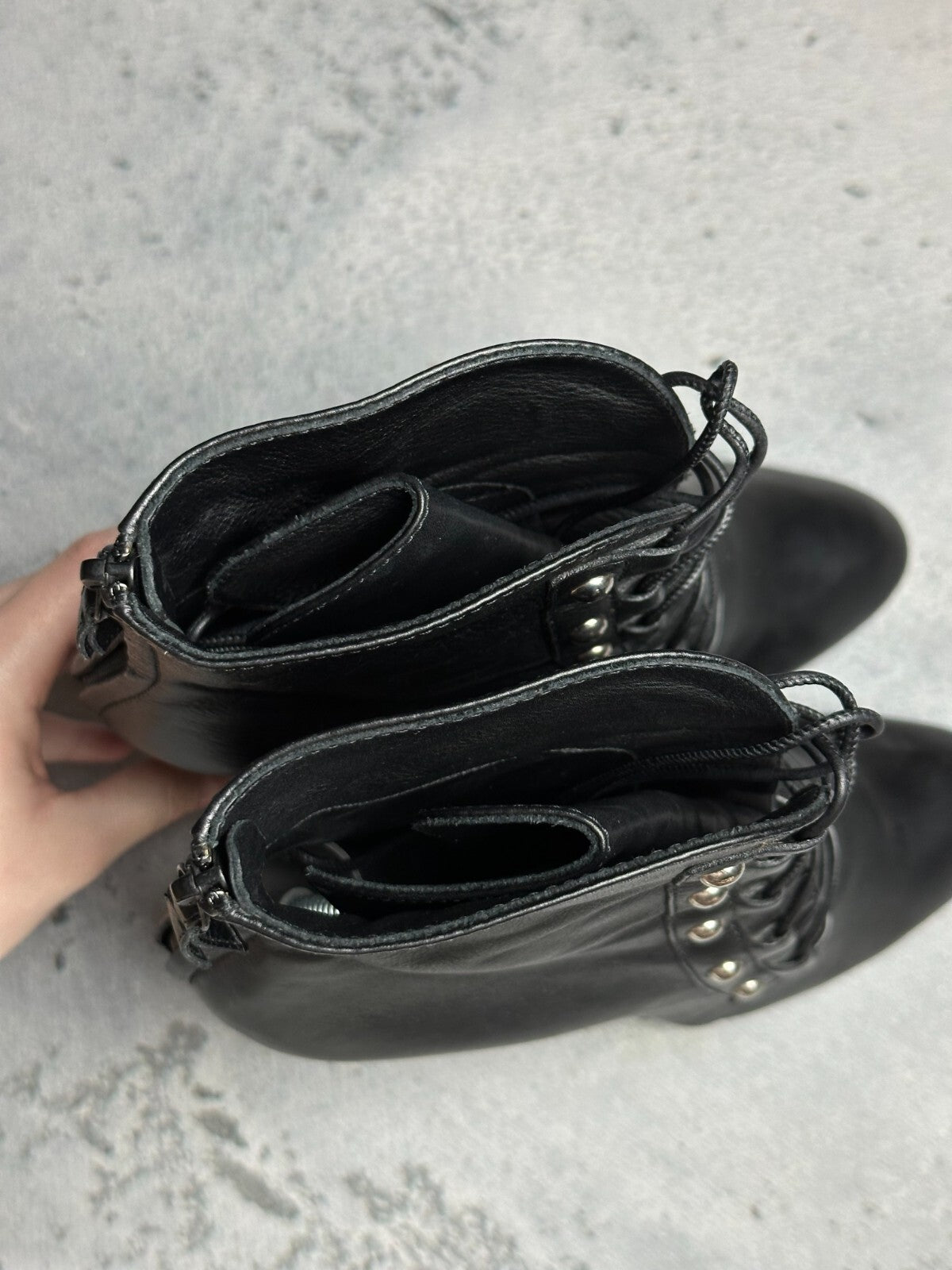 Casadei Laced Platform Ankle Leather Boots Italy 00s Hype