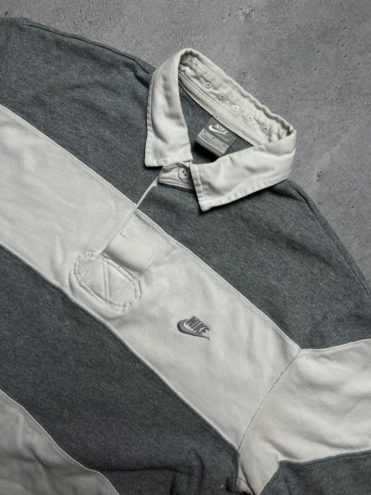 Vintage Nike Half Striped Sweatshirt Logo y2k 80s Longsleeve