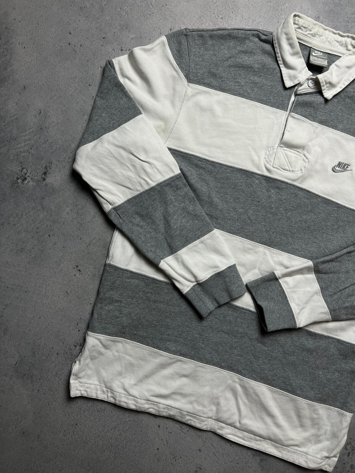 Vintage Nike Half Striped Sweatshirt Logo y2k 80s Longsleeve
