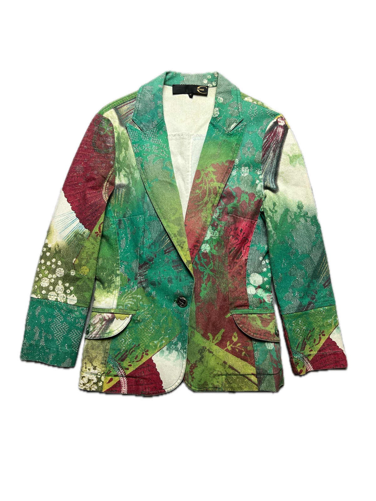 Rare Just Cavalli Floral Abstract Print Natural Lux Blazer