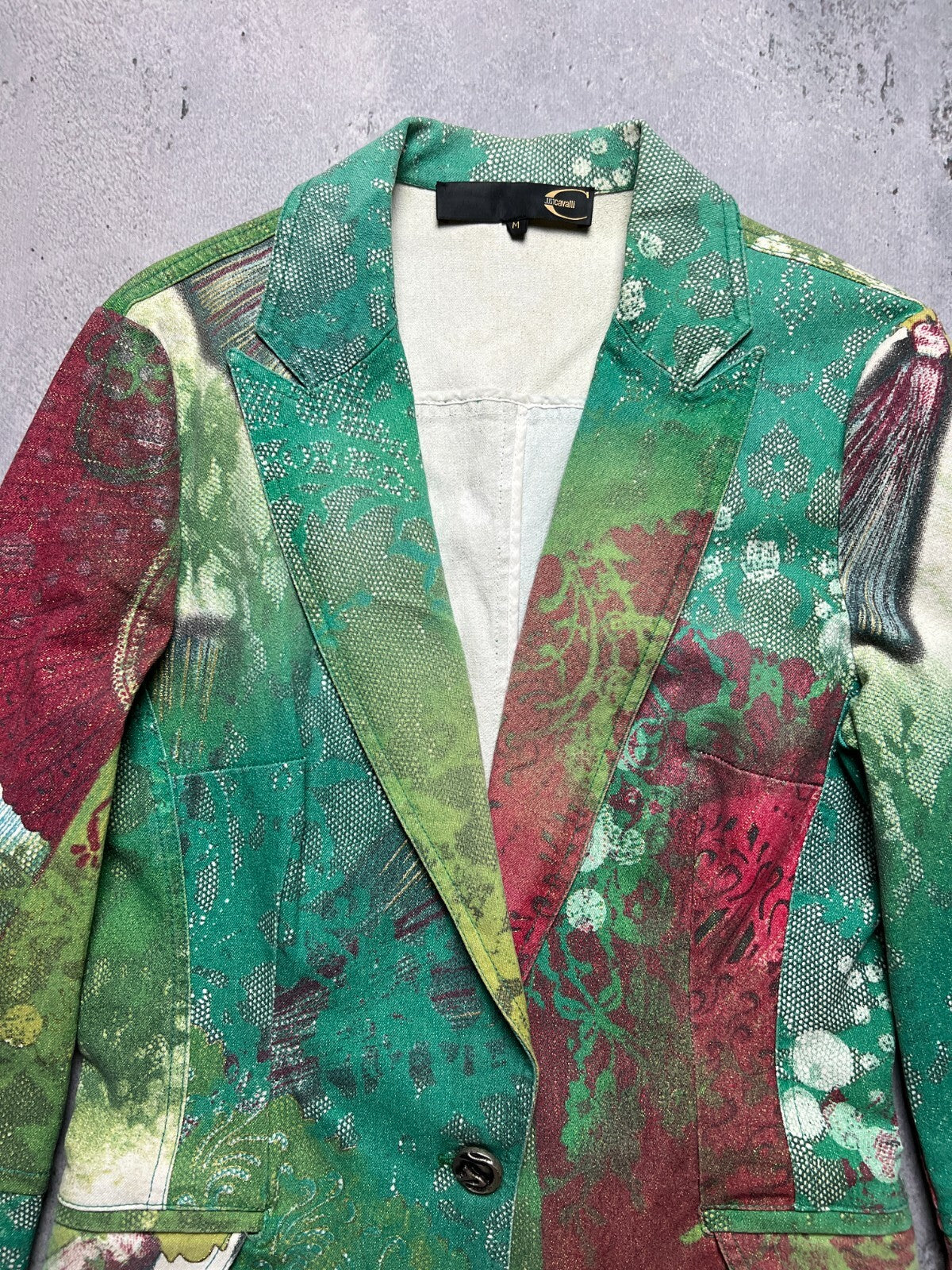 Rare Just Cavalli Floral Abstract Print Natural Lux Blazer