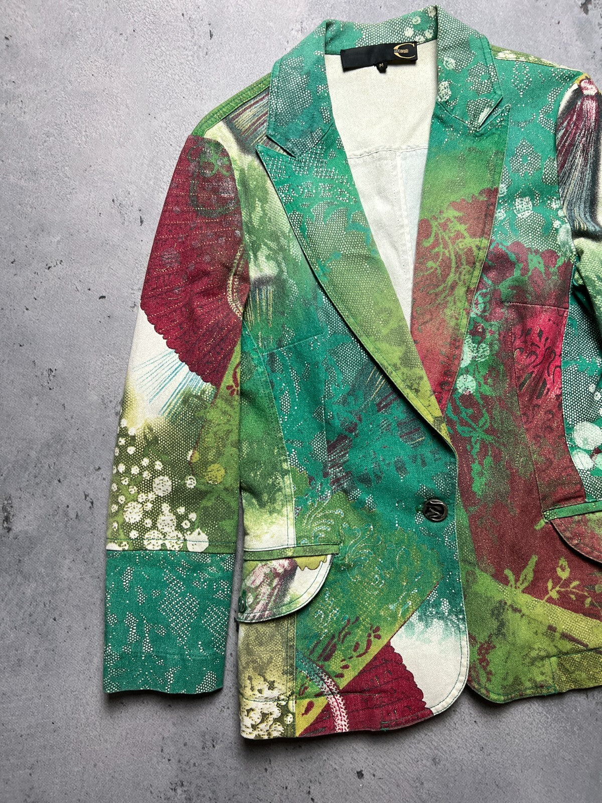 Rare Just Cavalli Floral Abstract Print Natural Lux Blazer