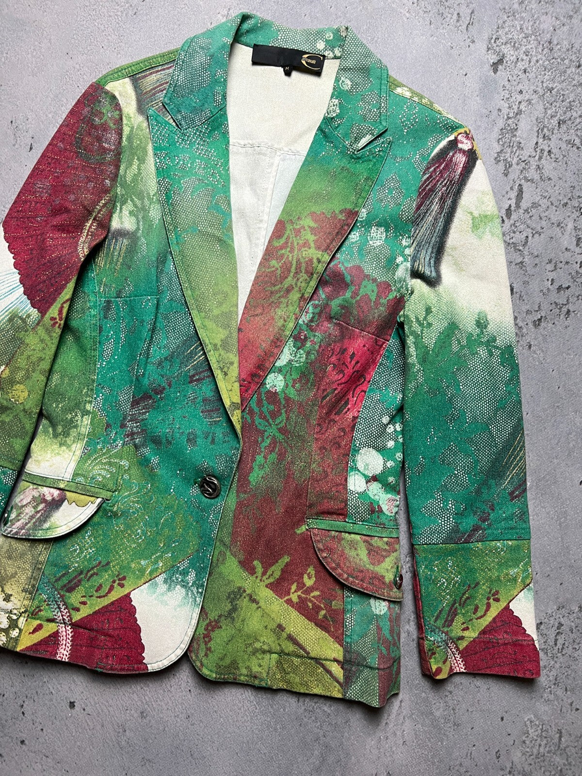 Rare Just Cavalli Floral Abstract Print Natural Lux Blazer