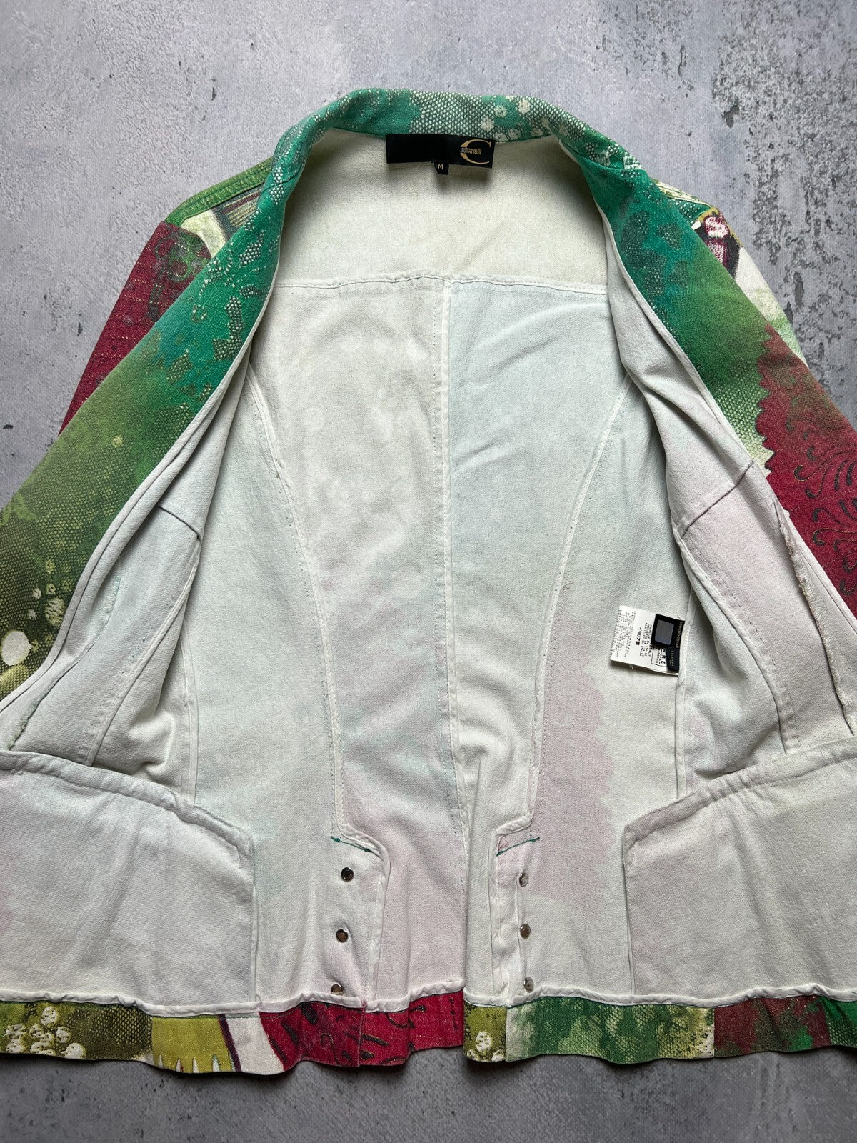 Rare Just Cavalli Floral Abstract Print Natural Lux Blazer