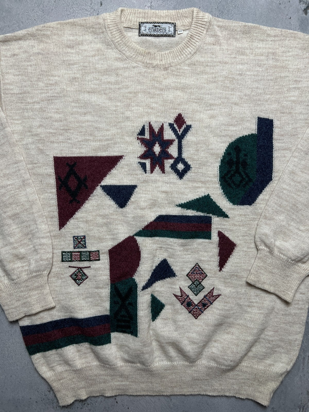 Engbers Fashion 90s Vintage Unique Rare Style Coogi Norway Wool Sweater Abstract
