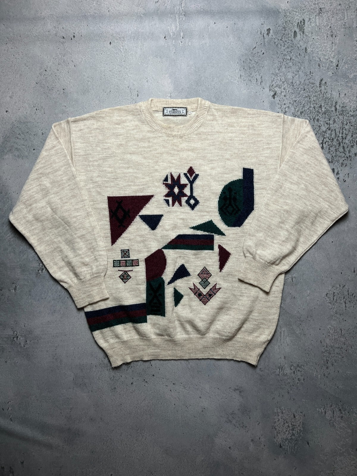 Engbers Fashion 90s Vintage Unique Rare Style Coogi Norway Wool Sweater Abstract