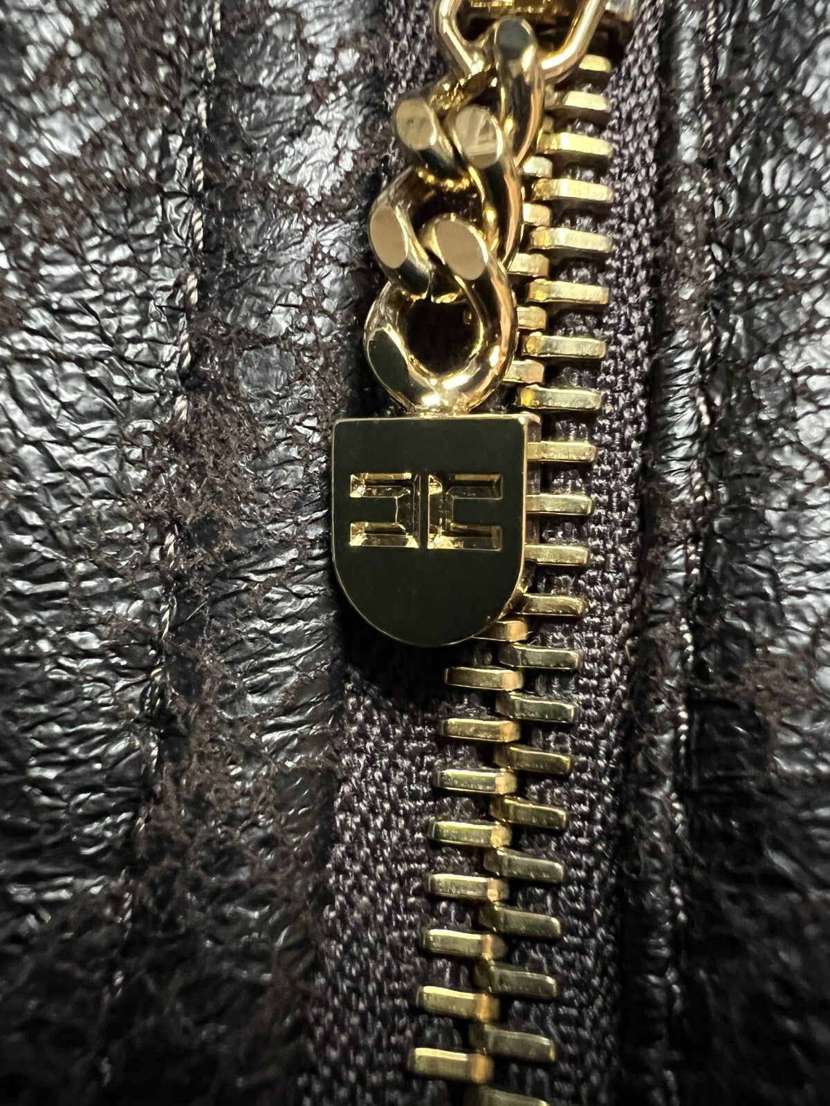 Elisabetta Franchi Fur Zip-Up Jacket Moto Biker Style Zipper