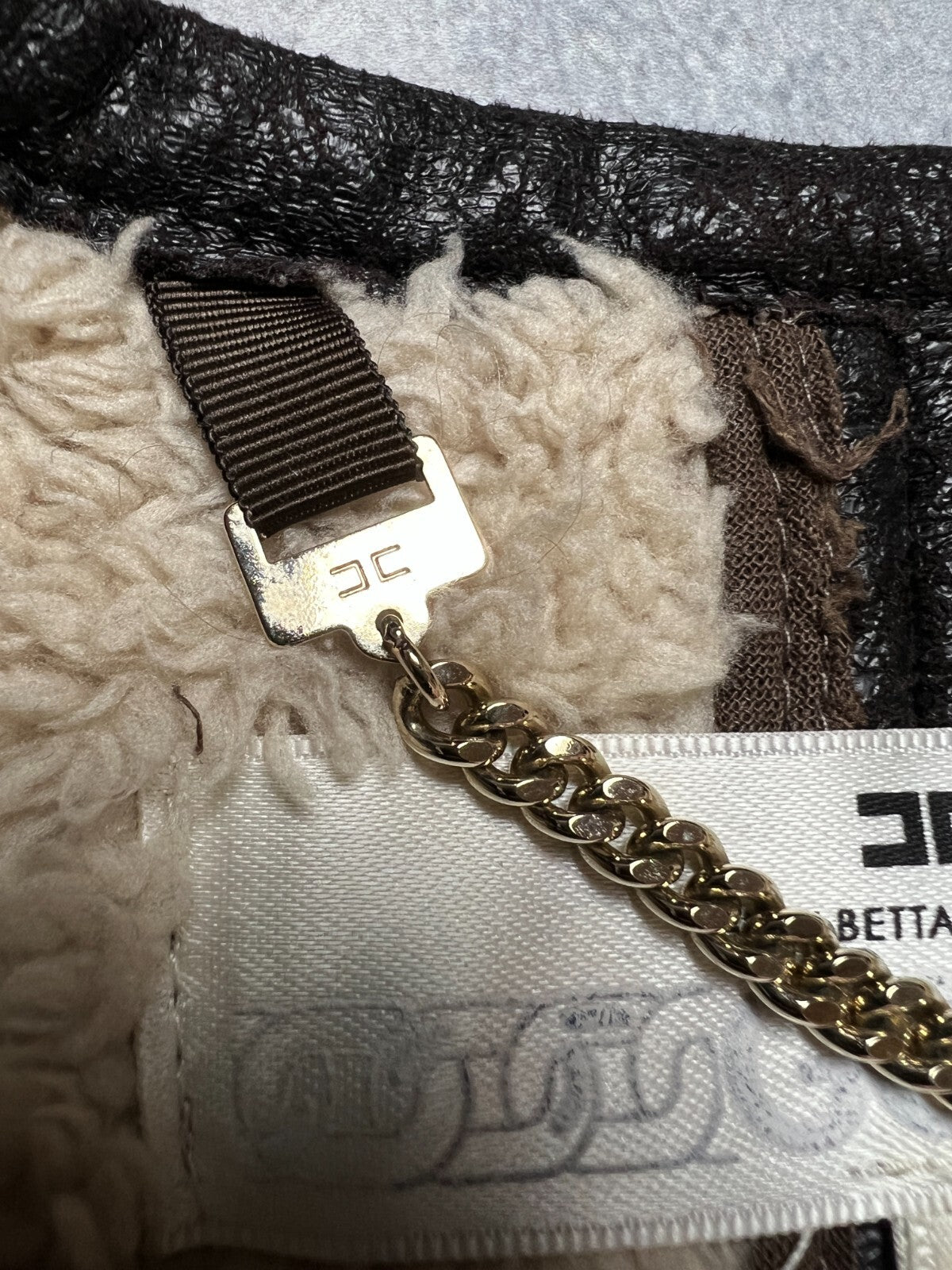Elisabetta Franchi Fur Zip-Up Jacket Moto Biker Style Zipper