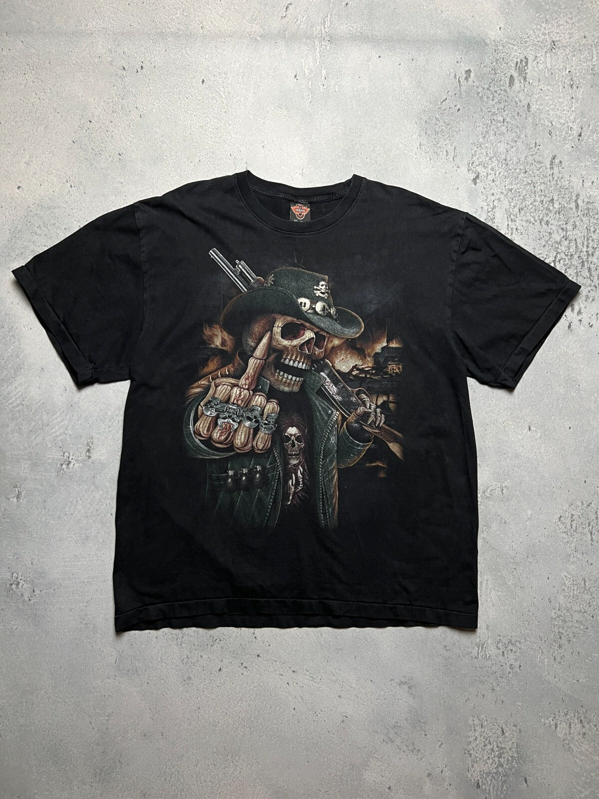 Vintage USA 90s Rock Eagle Biker Skeleton F*ck You Finger