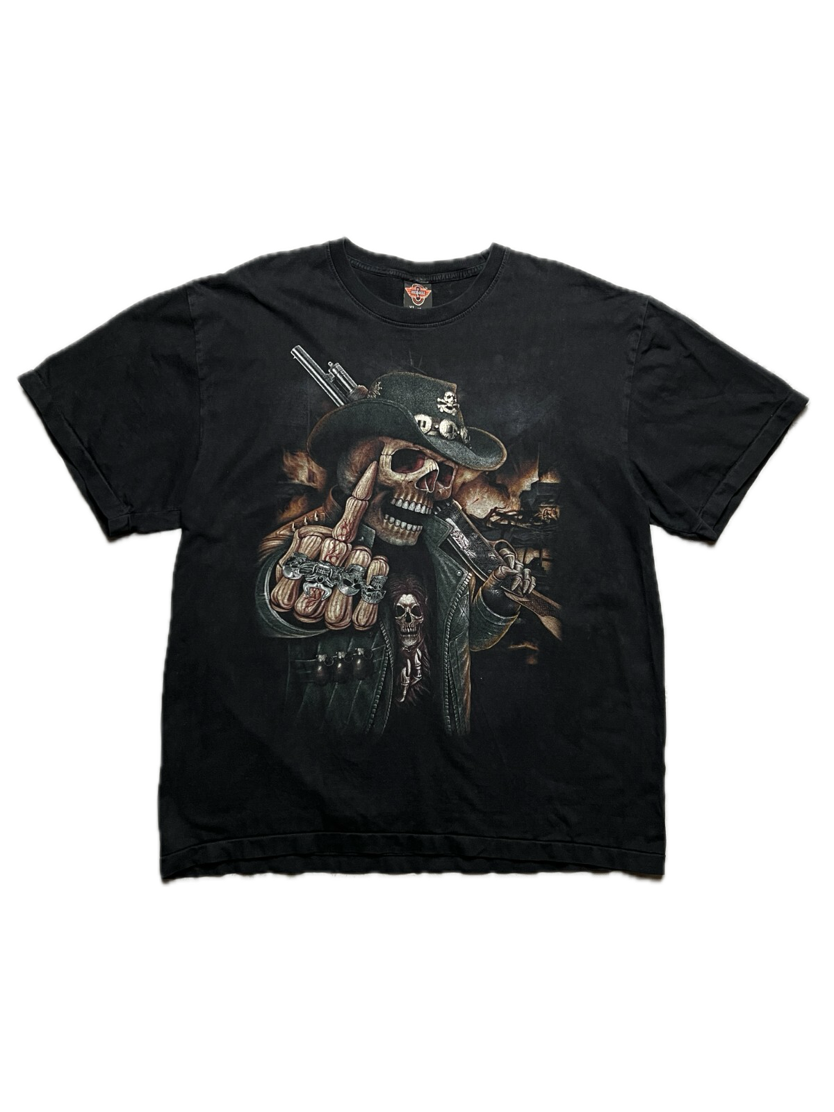 Vintage USA 90s Rock Eagle Biker Skeleton F*ck You Finger