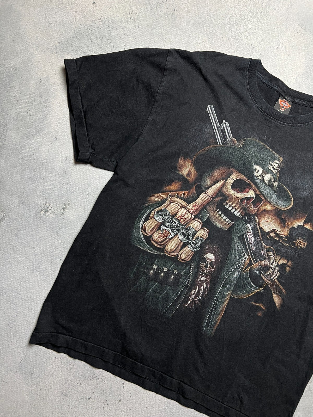 Vintage USA 90s Rock Eagle Biker Skeleton F*ck You Finger