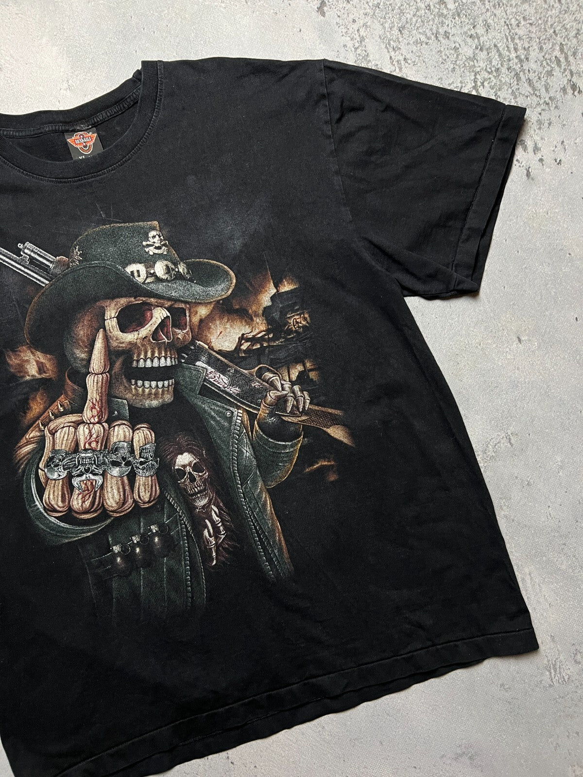 Vintage USA 90s Rock Eagle Biker Skeleton F*ck You Finger