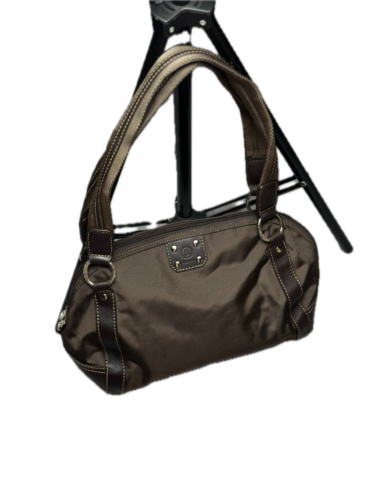 Vintage Brown Chocolate Nylon/Leather Tote Handbag Bogner