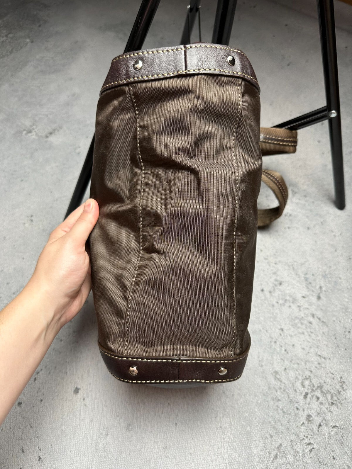 Vintage Brown Chocolate Nylon/Leather Tote Handbag Bogner