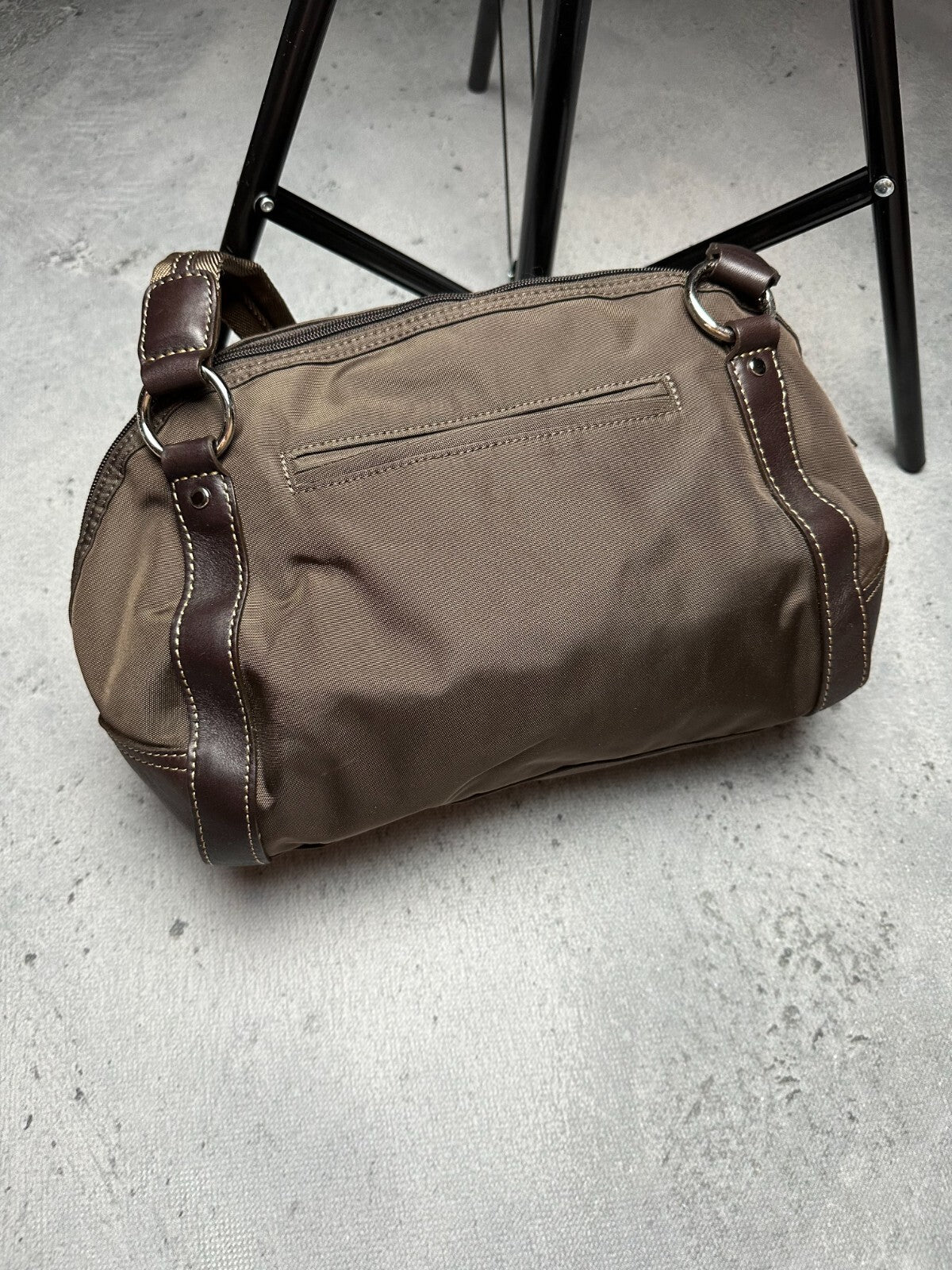 Vintage Brown Chocolate Nylon/Leather Tote Handbag Bogner