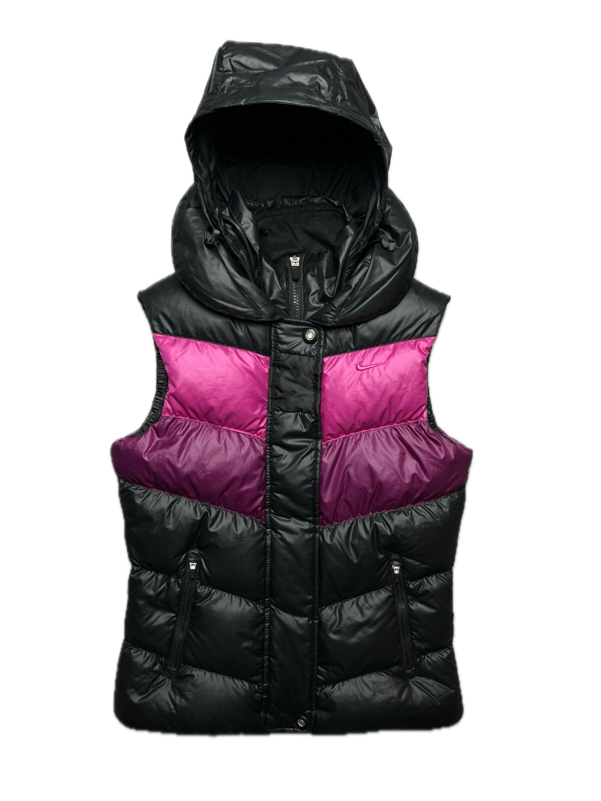 Nike Vintage 550 Duck Down Puffer Vest Y2K Drill Black Zip