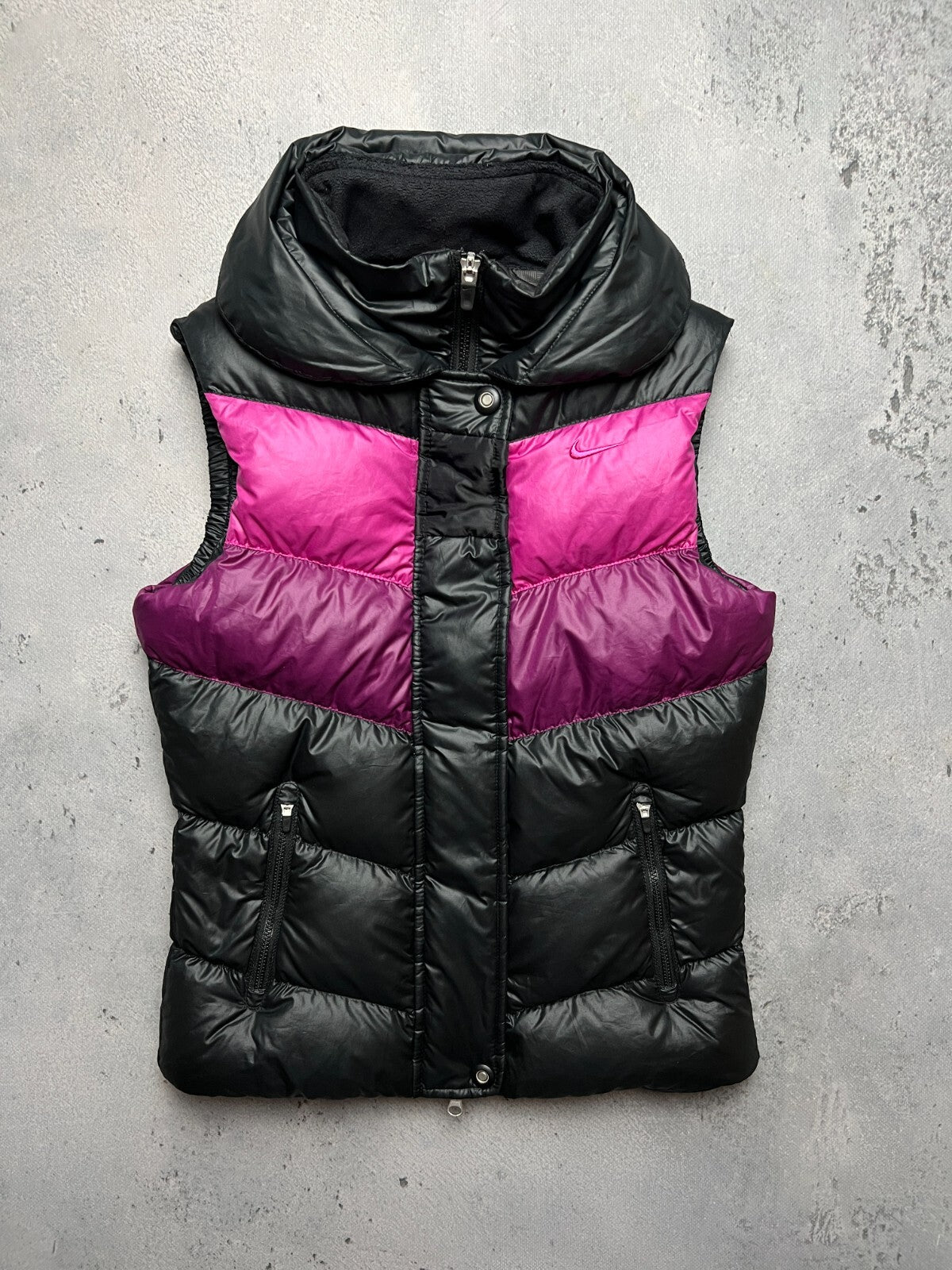 Nike Vintage 550 Duck Down Puffer Vest Y2K Drill Black Zip