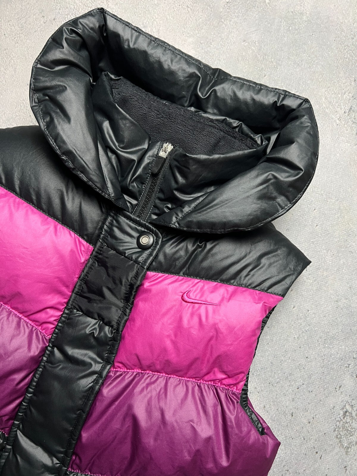 Nike Vintage 550 Duck Down Puffer Vest Y2K Drill Black Zip
