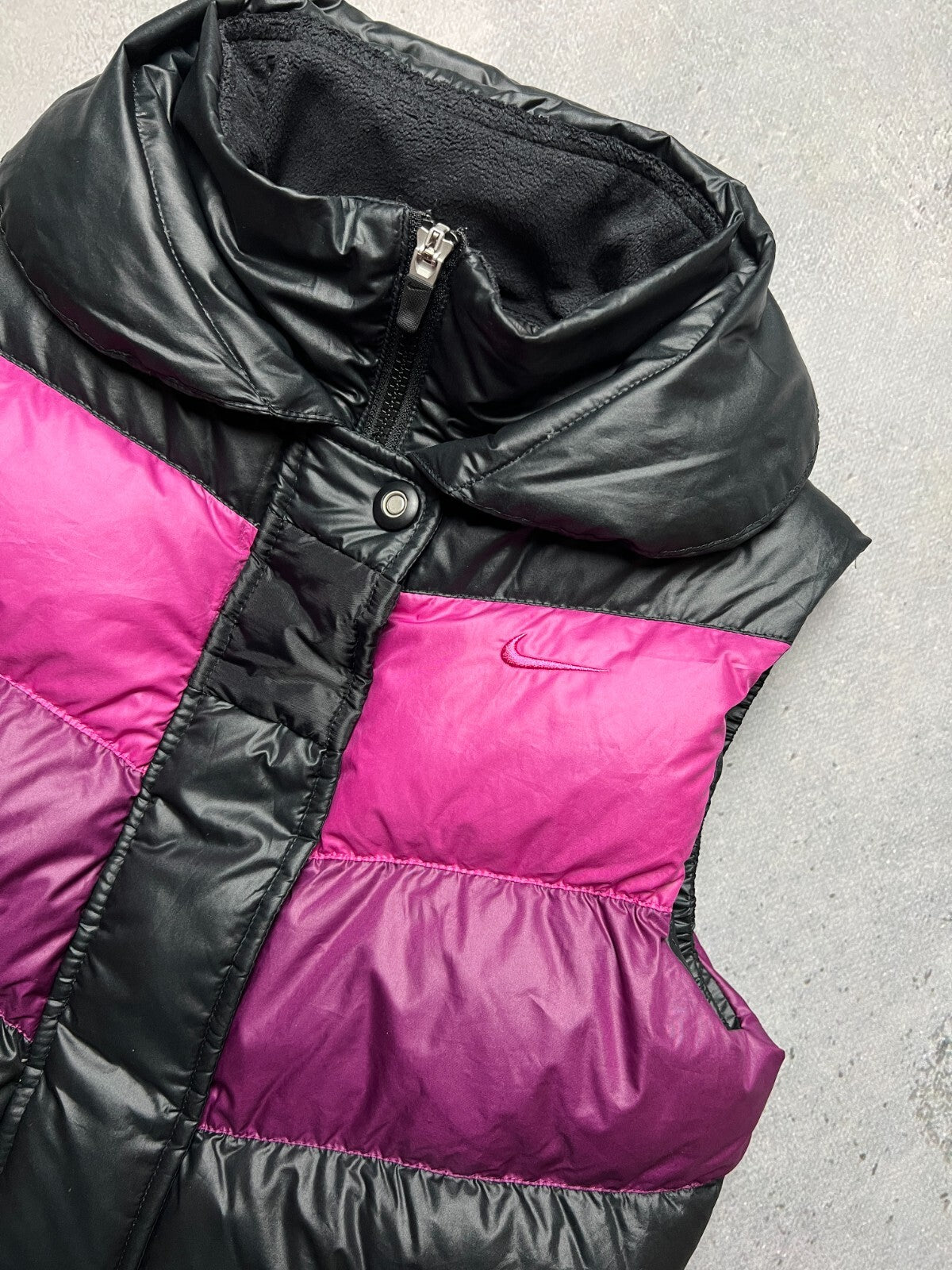 Nike Vintage 550 Duck Down Puffer Vest Y2K Drill Black Zip