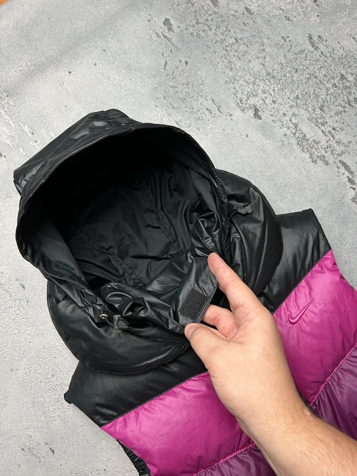 Nike Vintage 550 Duck Down Puffer Vest Y2K Drill Black Zip