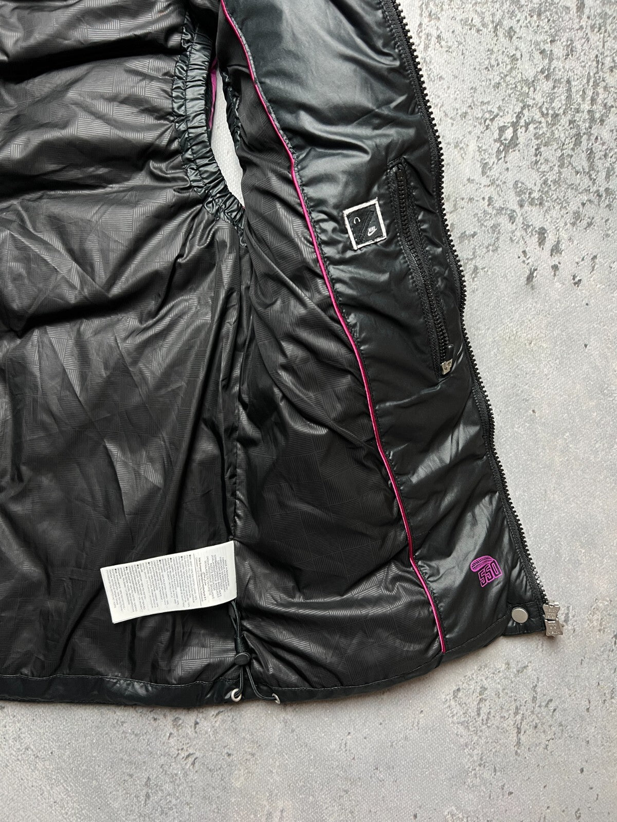 Nike Vintage 550 Duck Down Puffer Vest Y2K Drill Black Zip