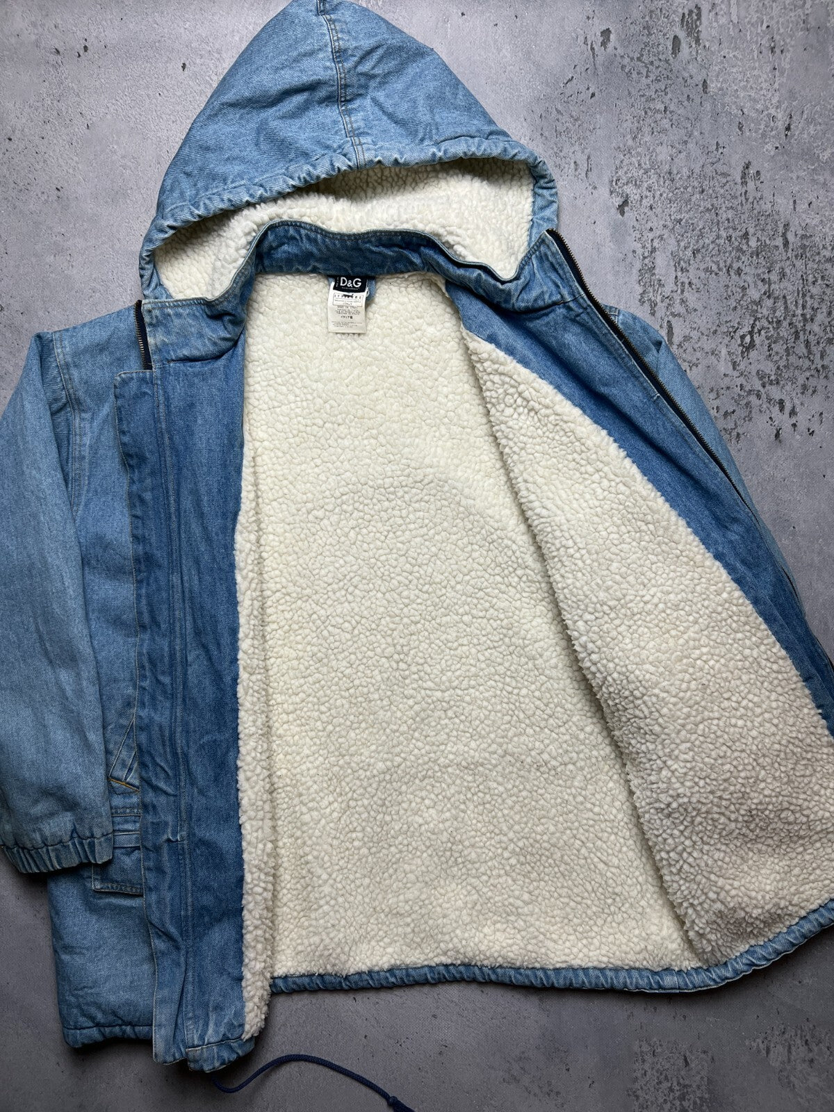 Vintage Dolce & Gabbana Zip-Up Sherpa Archive Denim Jacket