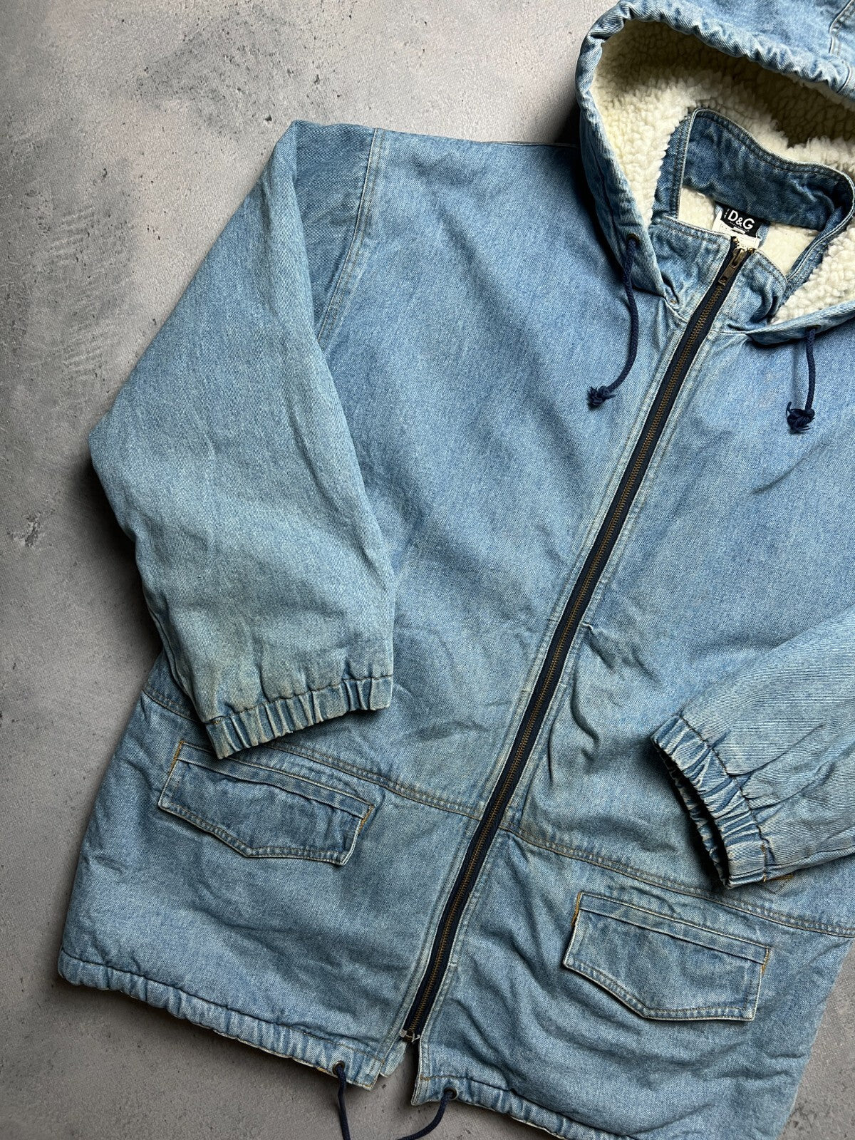 Vintage Dolce & Gabbana Zip-Up Sherpa Archive Denim Jacket