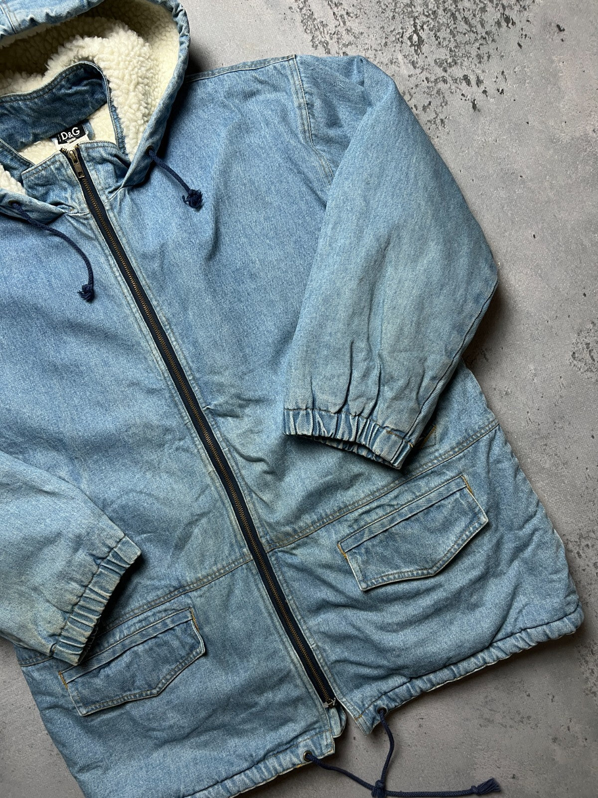 Vintage Dolce & Gabbana Zip-Up Sherpa Archive Denim Jacket