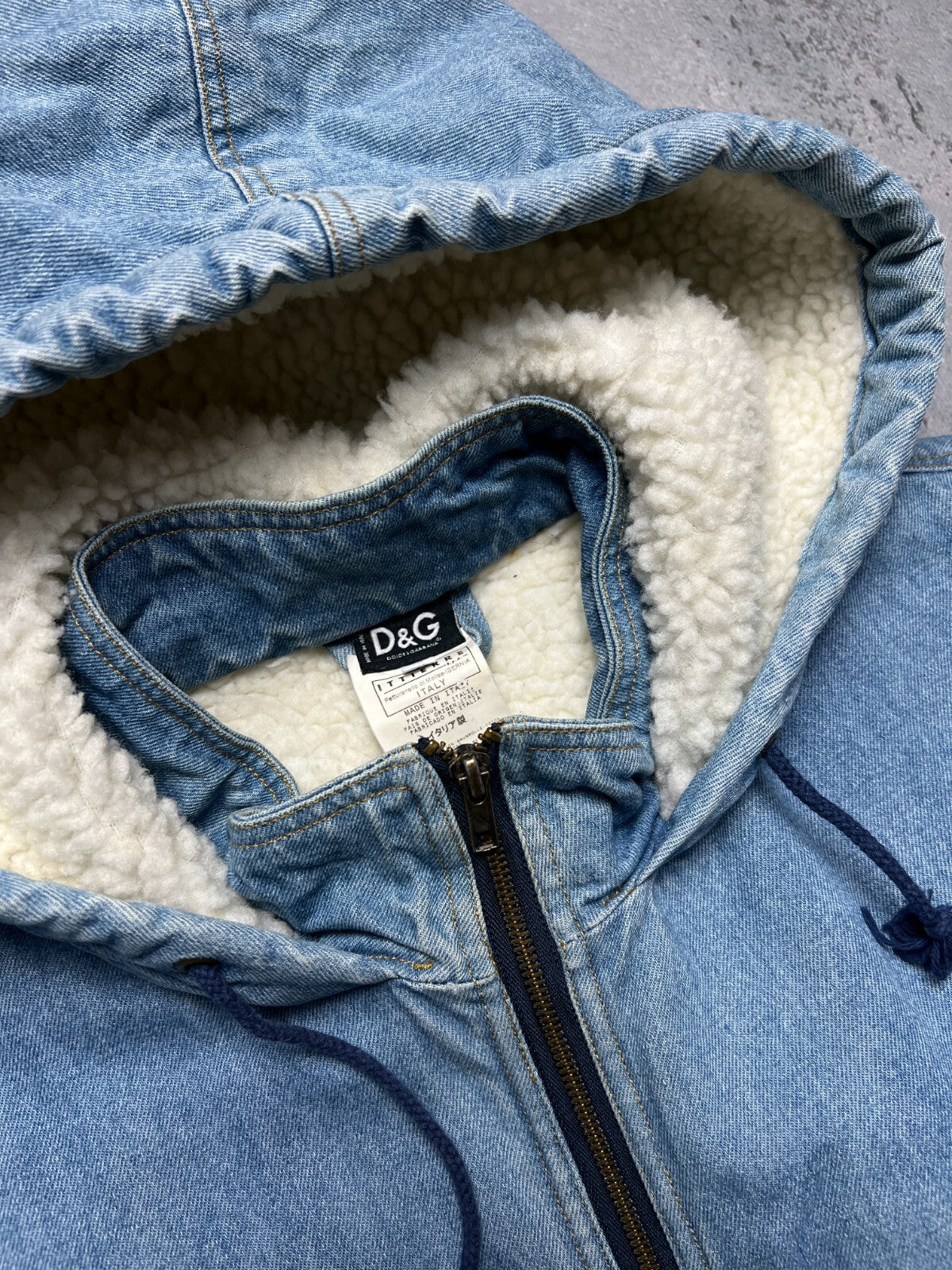 Vintage Dolce & Gabbana Zip-Up Sherpa Archive Denim Jacket
