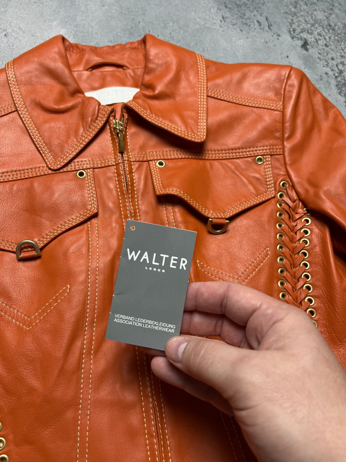 Walter Leder Gruppe Lammnappa Leather Western Biker Jacket