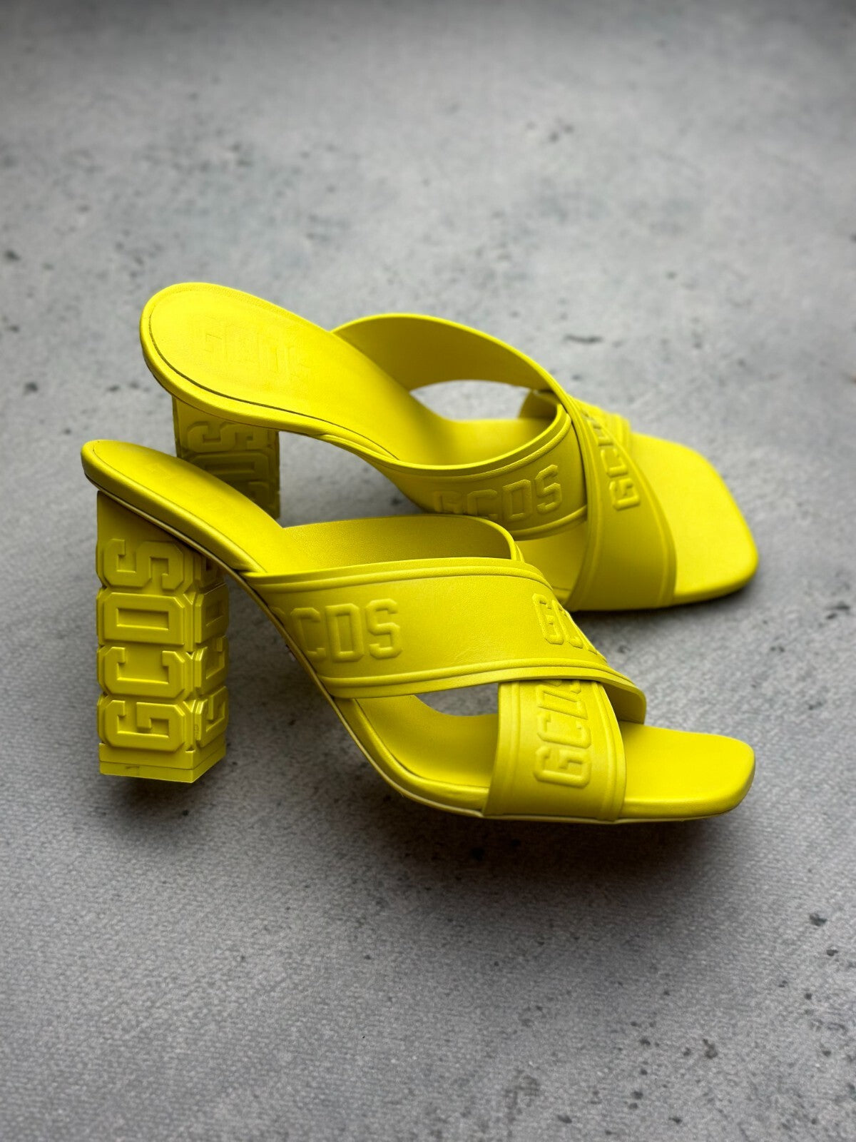 GCDS Leather Yellow Heels Sandals Luxury