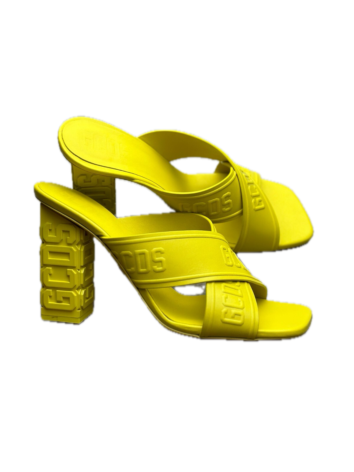 GCDS Leather Yellow Heels Sandals Luxury