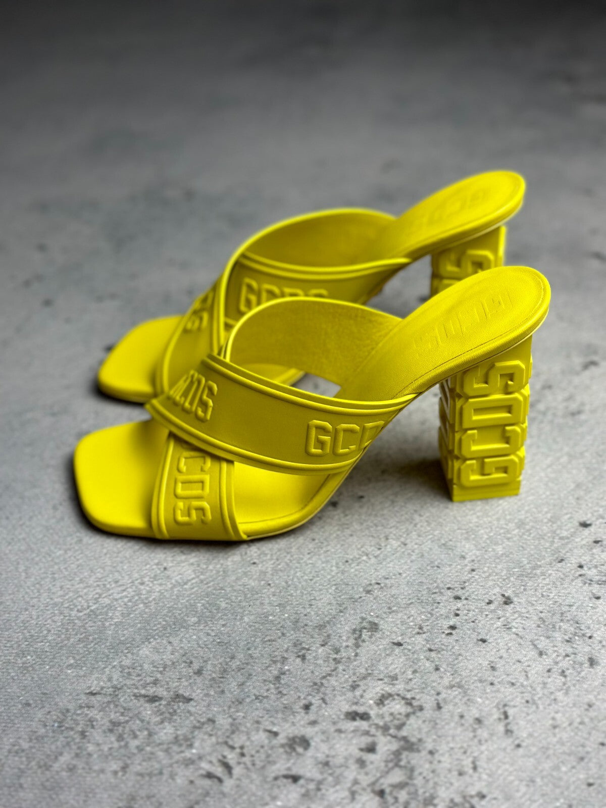 GCDS Leather Yellow Heels Sandals Luxury