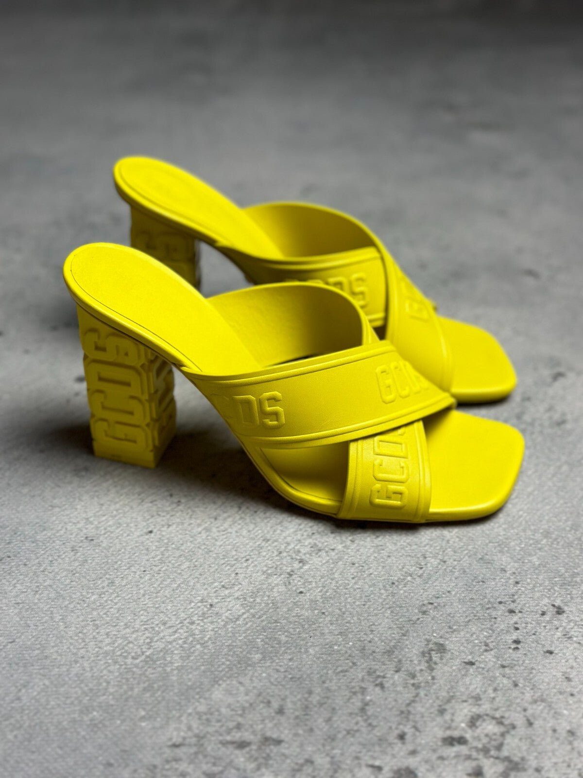 GCDS Leather Yellow Heels Sandals Luxury
