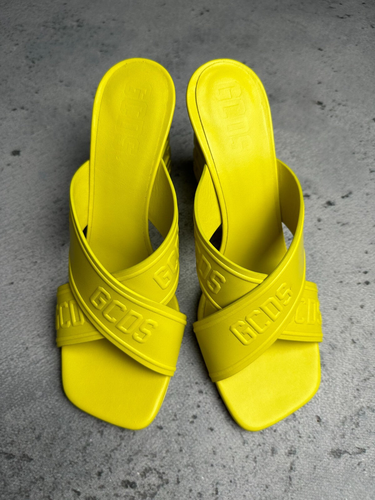 GCDS Leather Yellow Heels Sandals Luxury