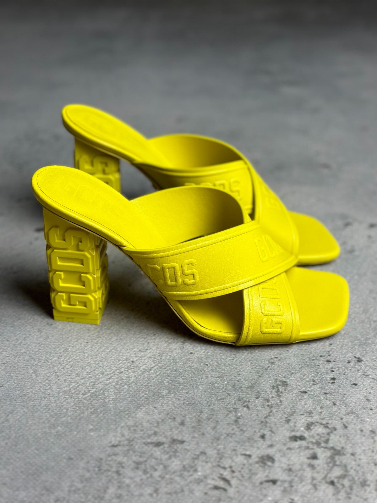 GCDS Leather Yellow Heels Sandals Luxury