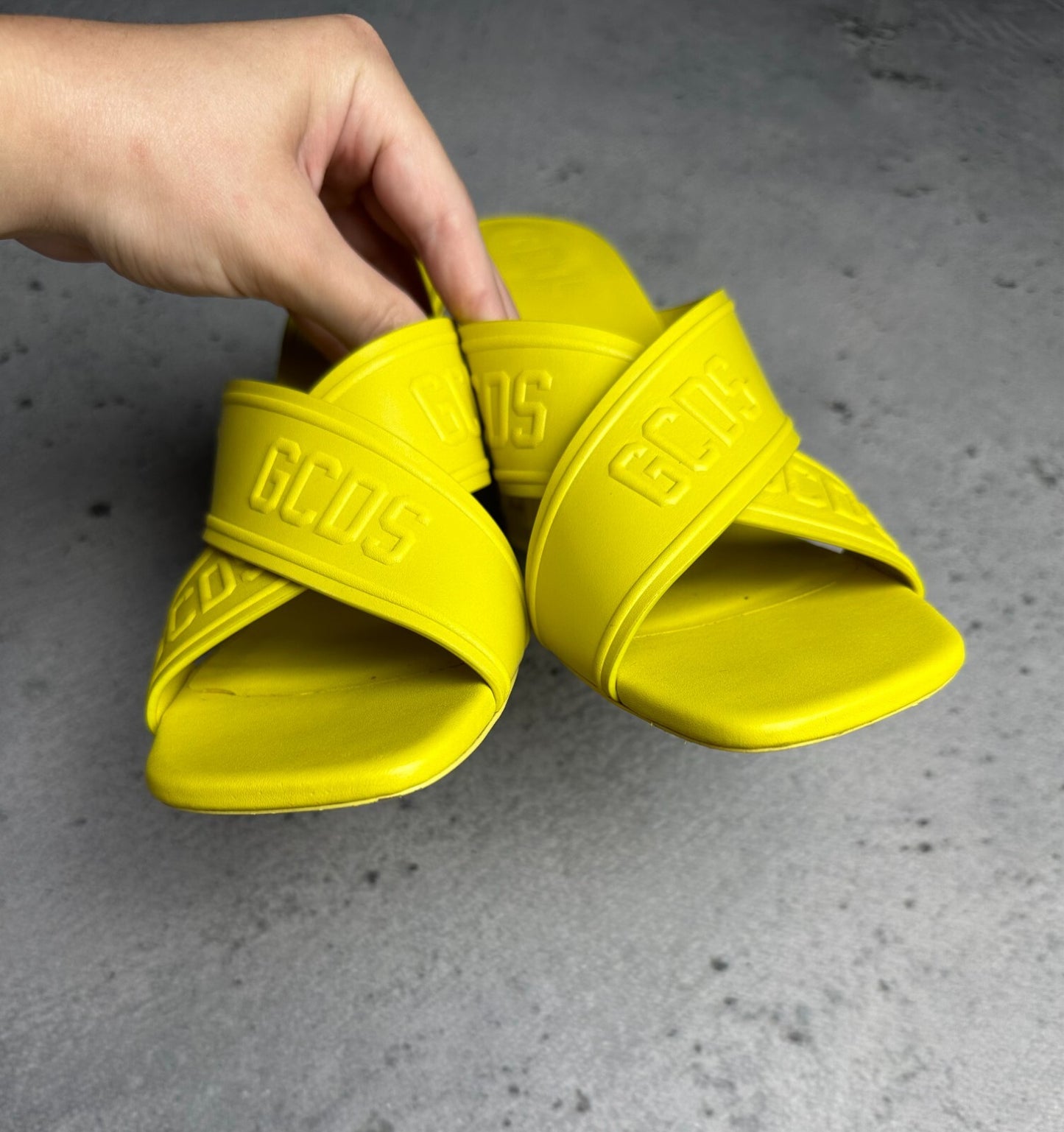 GCDS Leather Yellow Heels Sandals Luxury