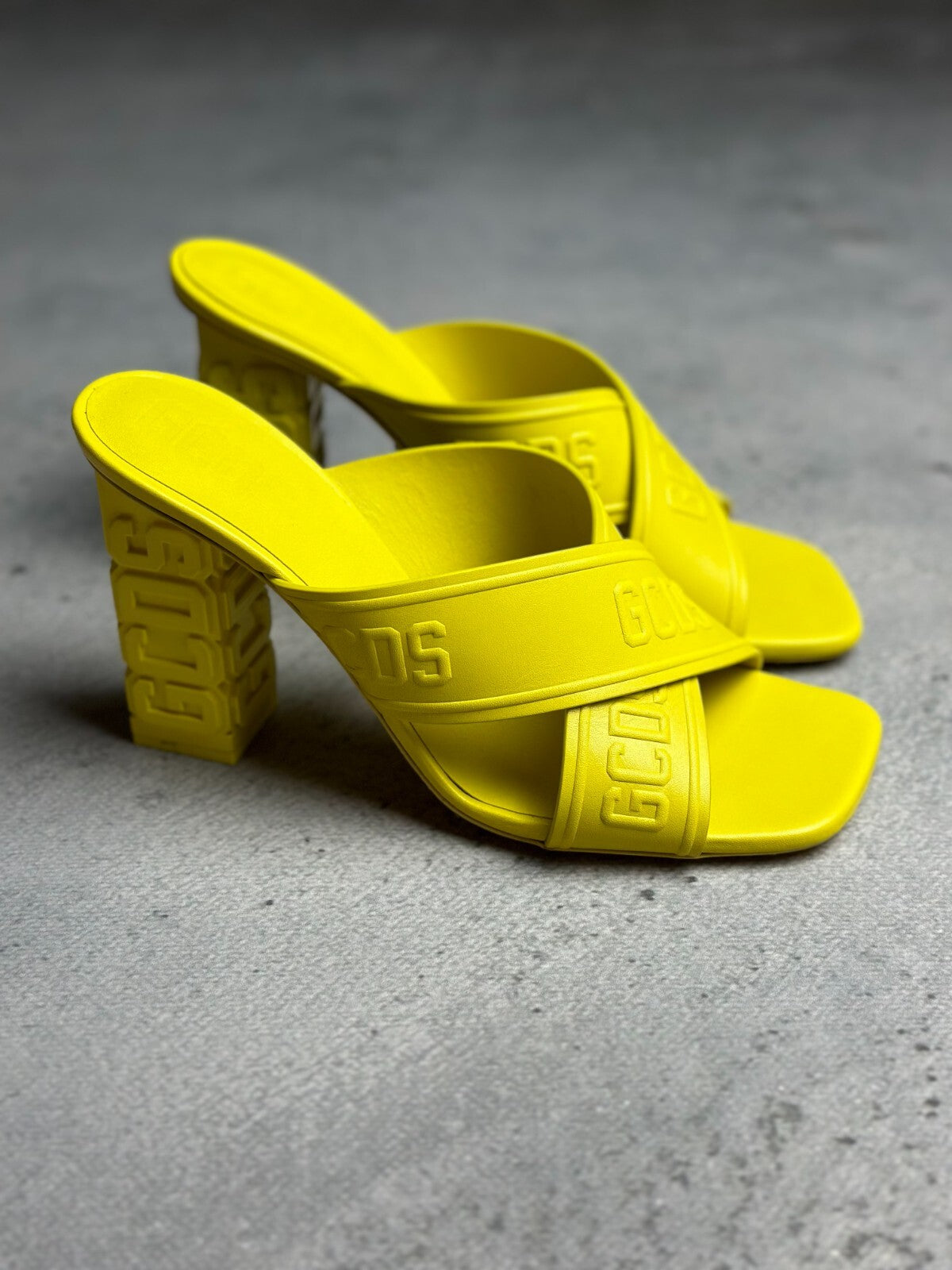 GCDS Leather Yellow Heels Sandals Luxury